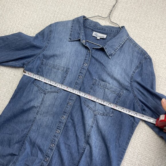 Blue Crush Lumberjack Camp Denim Snap Button Up Shirt Wom Sz XL Western Cowboy - Picture 5 of 11